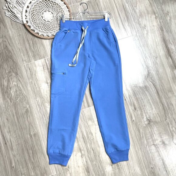 NEW FIGS High Waisted Zamora Jogger Scrub Pants Size XSP Petite blue - Picture 1 of 8